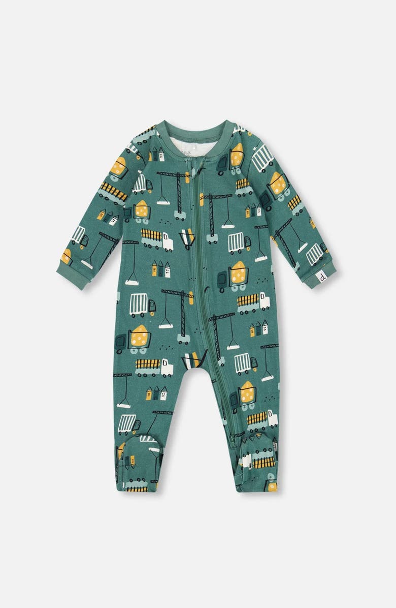Deux par Deux One-Piece Organic Cotton Pajama Construction, Main, color, Teal