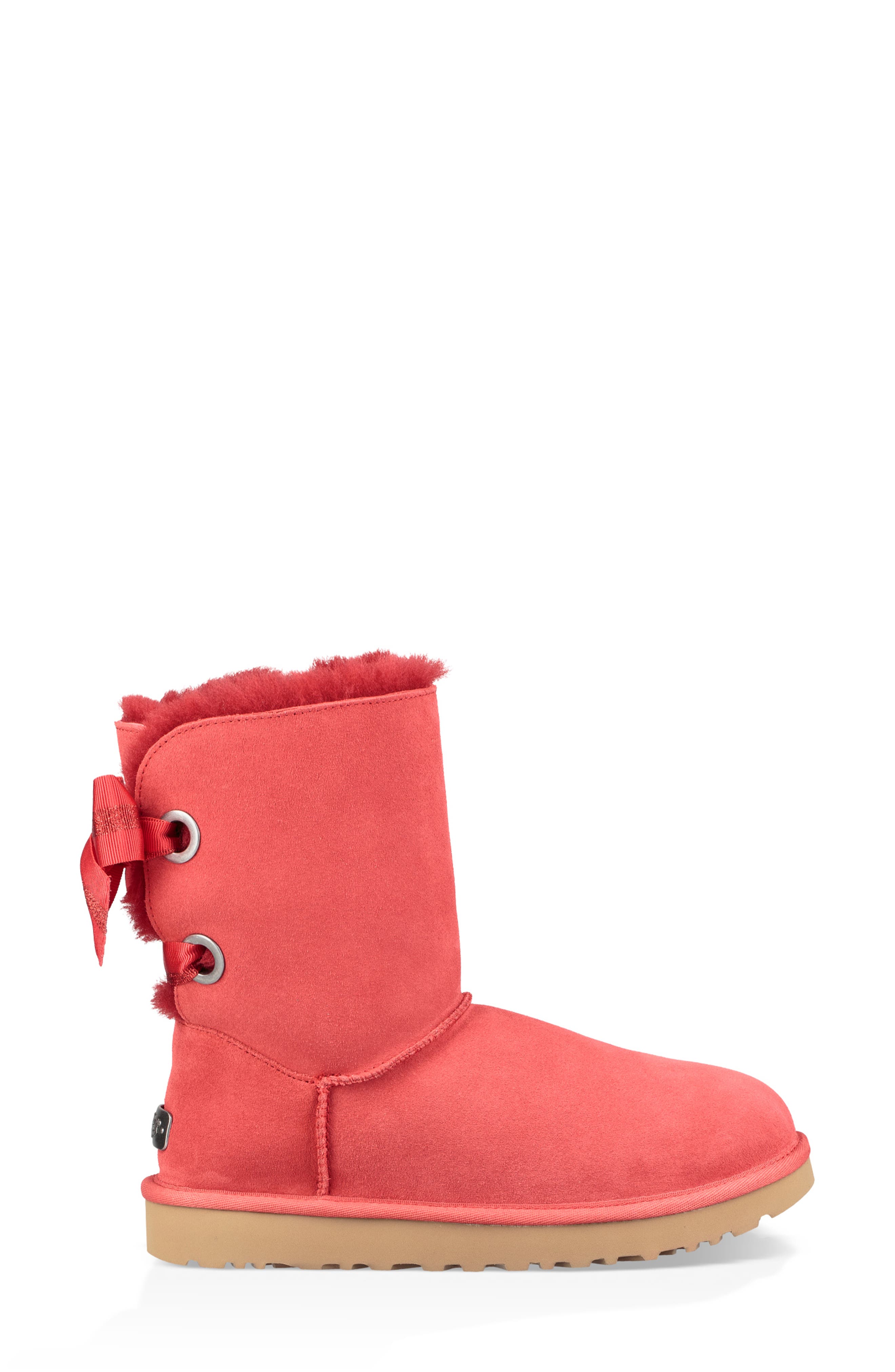 Customizable Bailey Bow Genuine Shearling Bootie, Alternate, color, RIBBON RED SUEDE