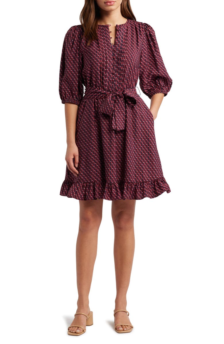 Caslon<sup>®</sup> Pintuck Tie Waist Dress, Main, color,