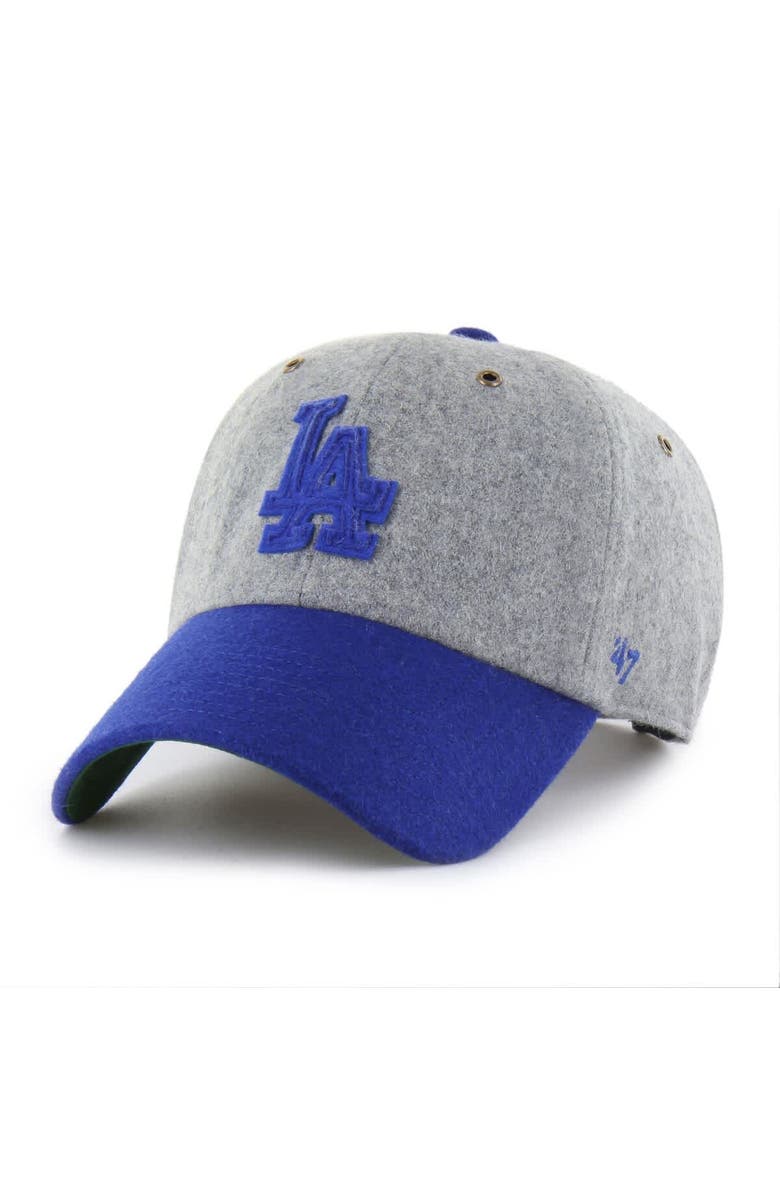 '47 Men's '47  Gray/Royal Los Angeles Dodgers Golden Age Wool Clean Up Adjustable Hat, Main, color, Gray