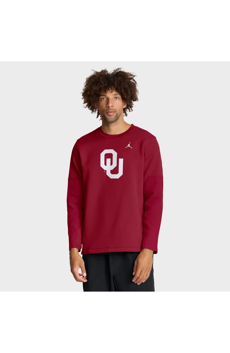 Jordan Brand Men's Jordan Brand Crimson Oklahoma Sooners 2025 Sideline Coach Therma-FIT Long Sleeve T-Shirt, Main, color, Crimson