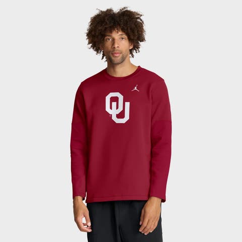Men's Jordan Brand Crimson Oklahoma Sooners 2025 Sideline Coach Therma-FIT Long Sleeve T-Shirt