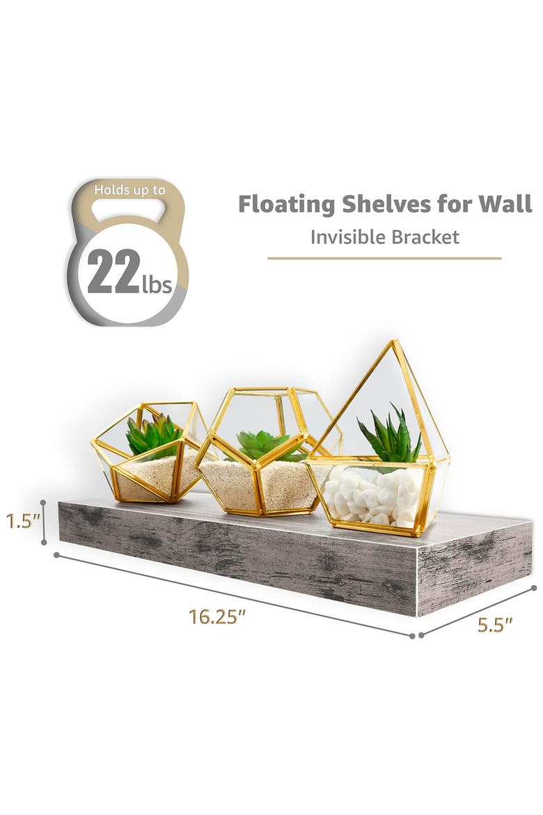 Set of 4 Floating Wall Shelves, Alternate, color, GRAY