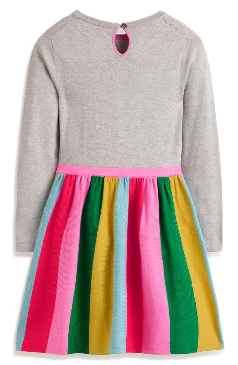 Mini Boden Kids' Rainbow Stripe Long Sleeve Sweater Dress, Alternate, color,