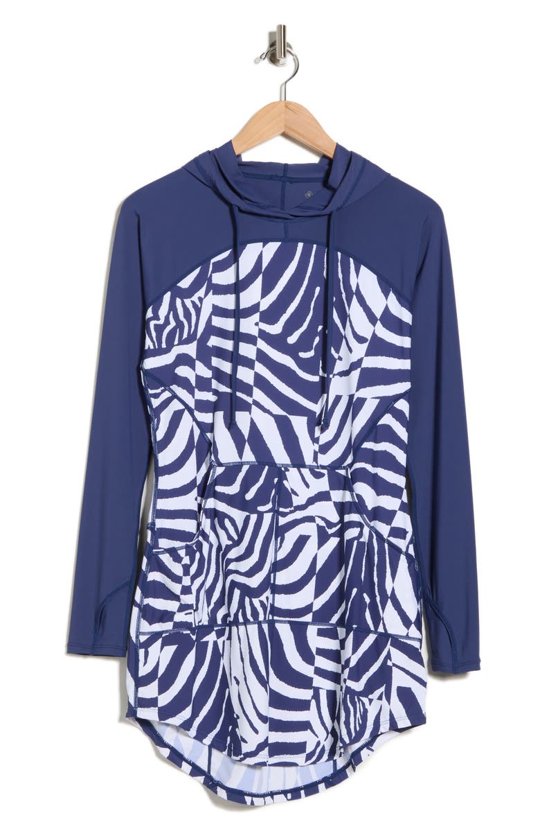 JANTZEN Hooded UPF 50+ Cover-Up Dress, Alternate, color, Pantheon Blue