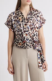 Tahari ASL Side Tie Wrap Top