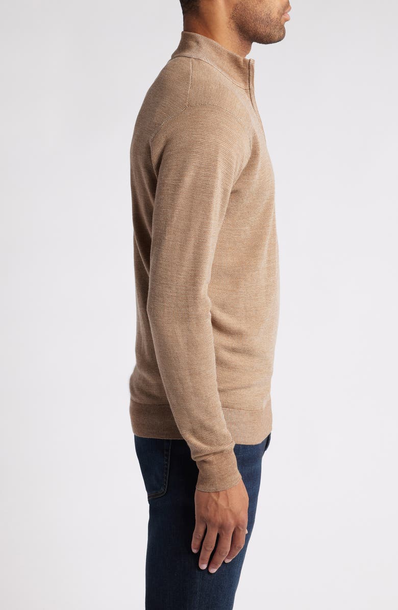 Peter Millar Breaker Bird's Eye Quarter Zip Sweater, Alternate, color, 