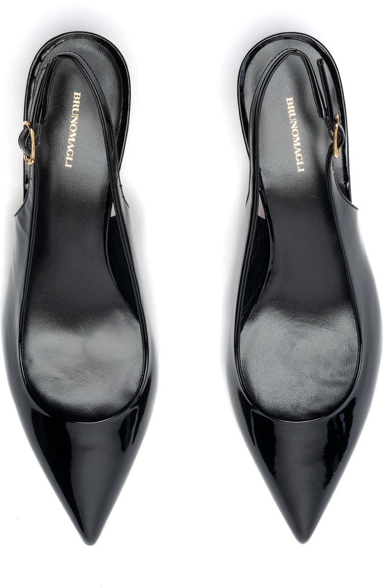 Bruno Magli Palerma Pointed Toe Kitten Heel Slingback Pump, Alternate, color, Black Patent