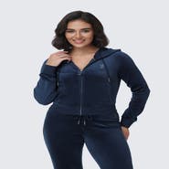 Juicy Couture Luxe Velour Juicy Hoodie With Double Bling