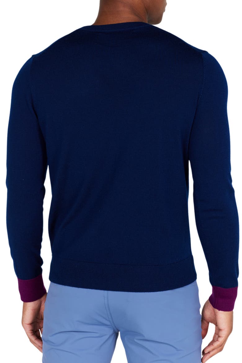Windward Contrast Cuff Merino Wool Sweater, Alternate, color, NAVY