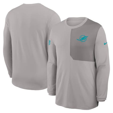 Men's Nike Gray Miami Dolphins Sideline Coach UV Performance Long Sleeve T-Shirt