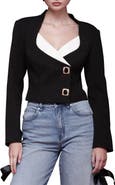 Avec Les Filles Contrast Lapel Crop Jacket