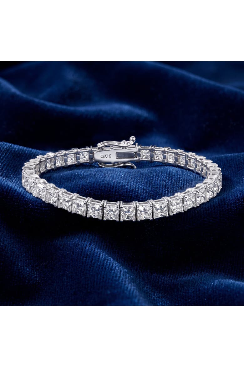 16.30Ct Princess Cut Diamond 7" Tennis Bracelet 14k Gold Lab Grown, Alternate, color, 14k White Gold