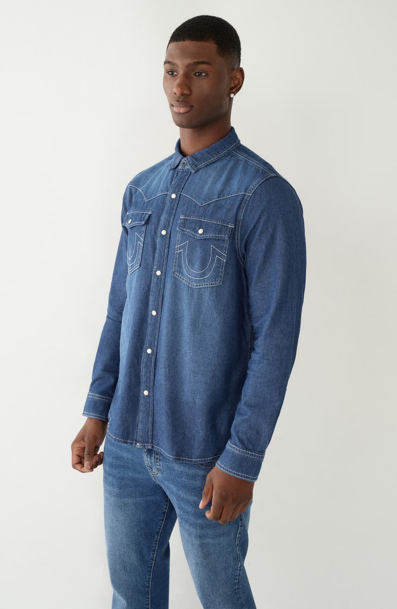 True Religion Western Chambray Shirt, Alternate, color,