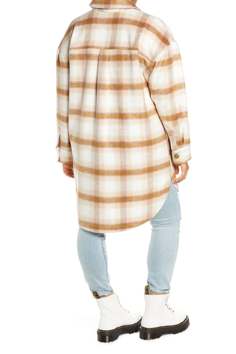 Brushed Plaid Oversize Shirt Jacket, Alternate, color, IVORY ABBY LG PLAID