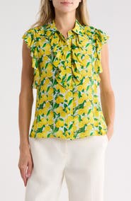 Alice + Olivia Robbie Ruffled Silk Shirt