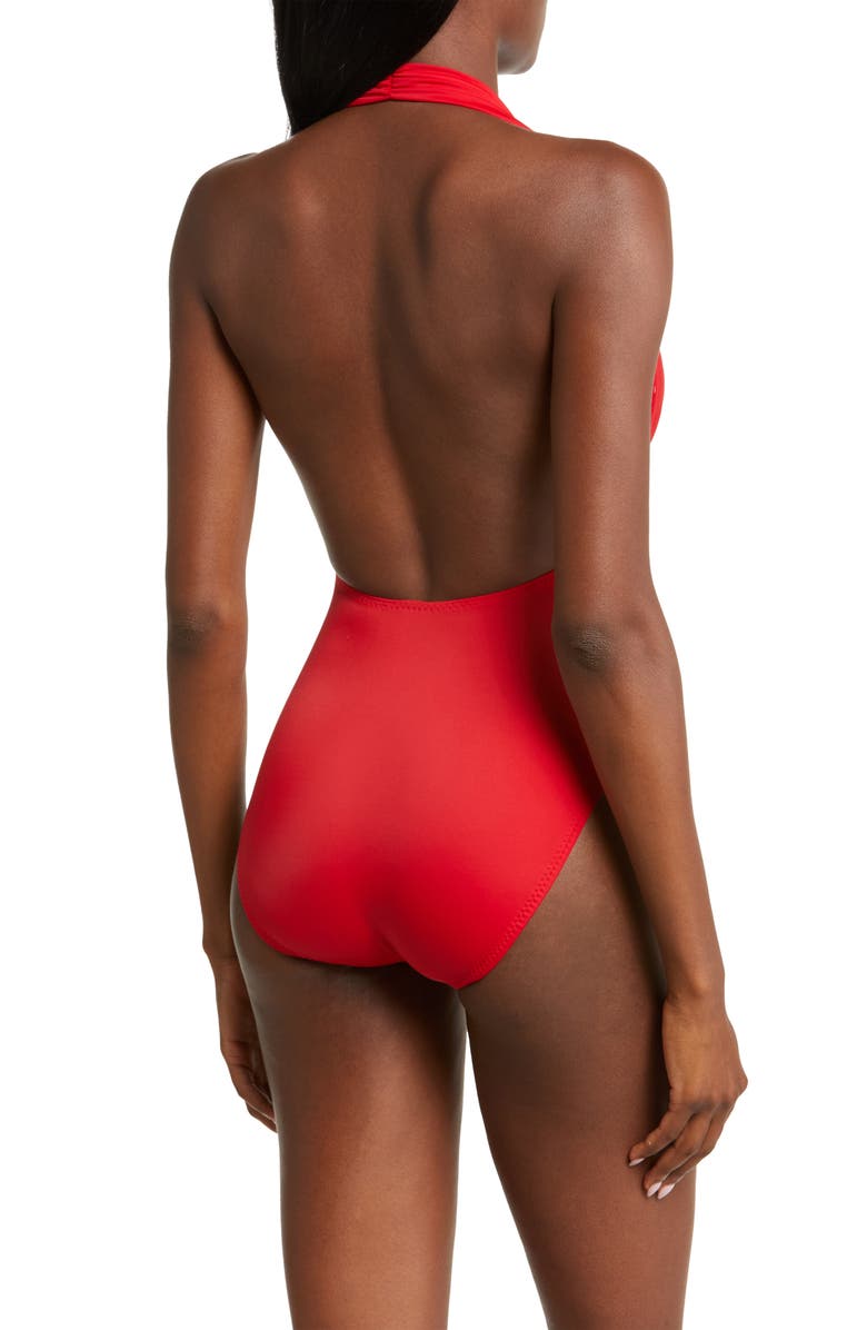 Norma Kamali Halter Low Back One-Piece Swimsuit, Alternate, color, 