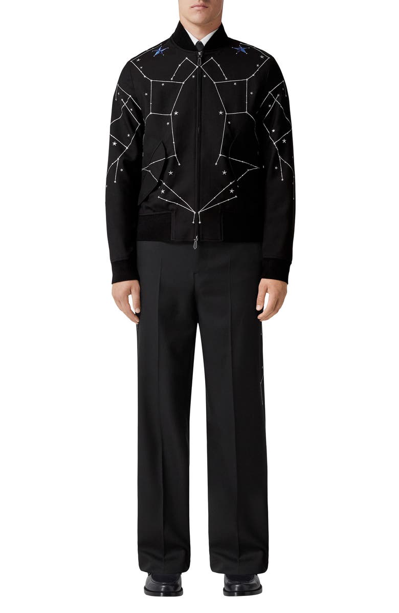 Burberry Linton Crystals Embroidered Bomber Jacket, Alternate, color, 