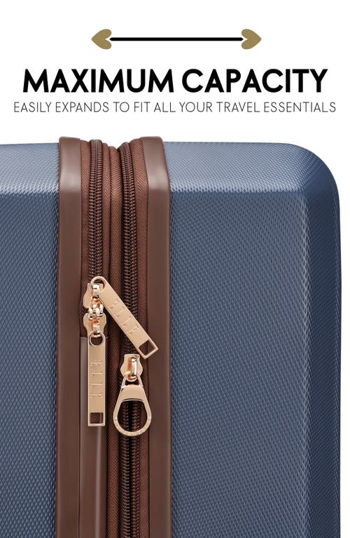 Elle Luxe Journey 3 Piece Expandable Retro Spinner Luggage Set In Blue