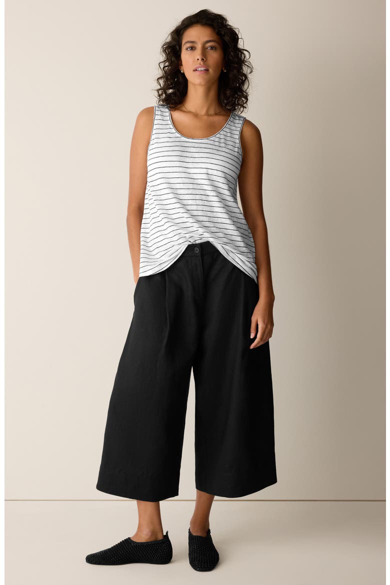 Stripe Organic Linen Tank, Alternate, color, WHITE/ BLACK