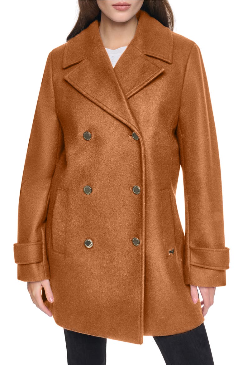 Faux Wool Peacoat, Main, color, VICUNA