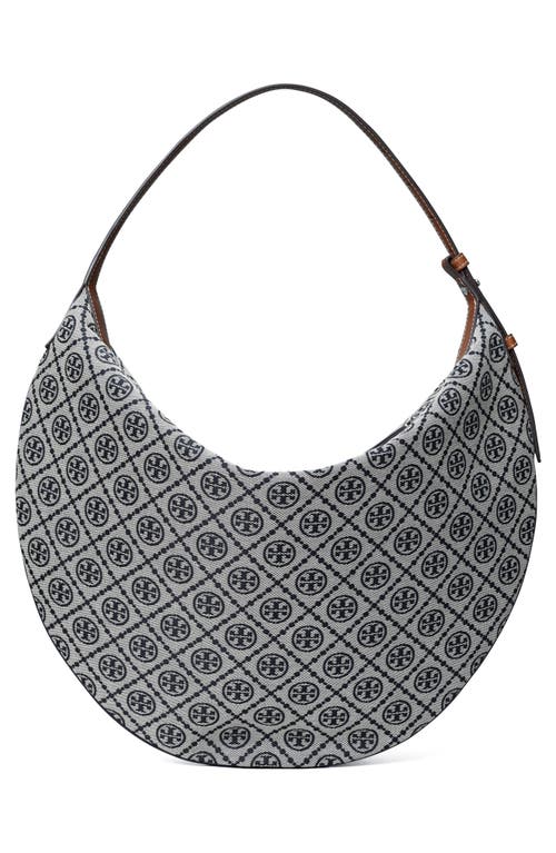 Tory Burch T Monogram Canvas Balloon Shoulder Bag In Tory Navy