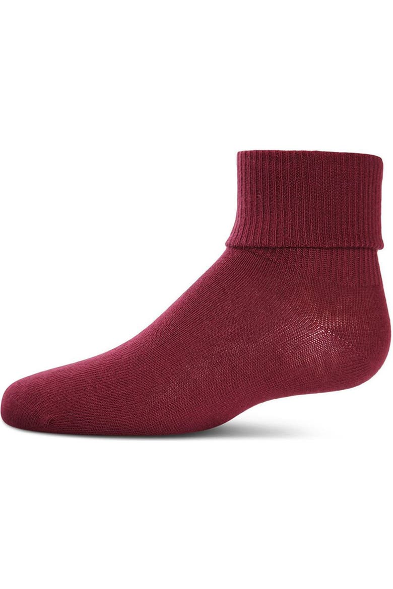 Ribbed Triple-Roll-Cuff Ankle Sock, Main, color, Zinfandel