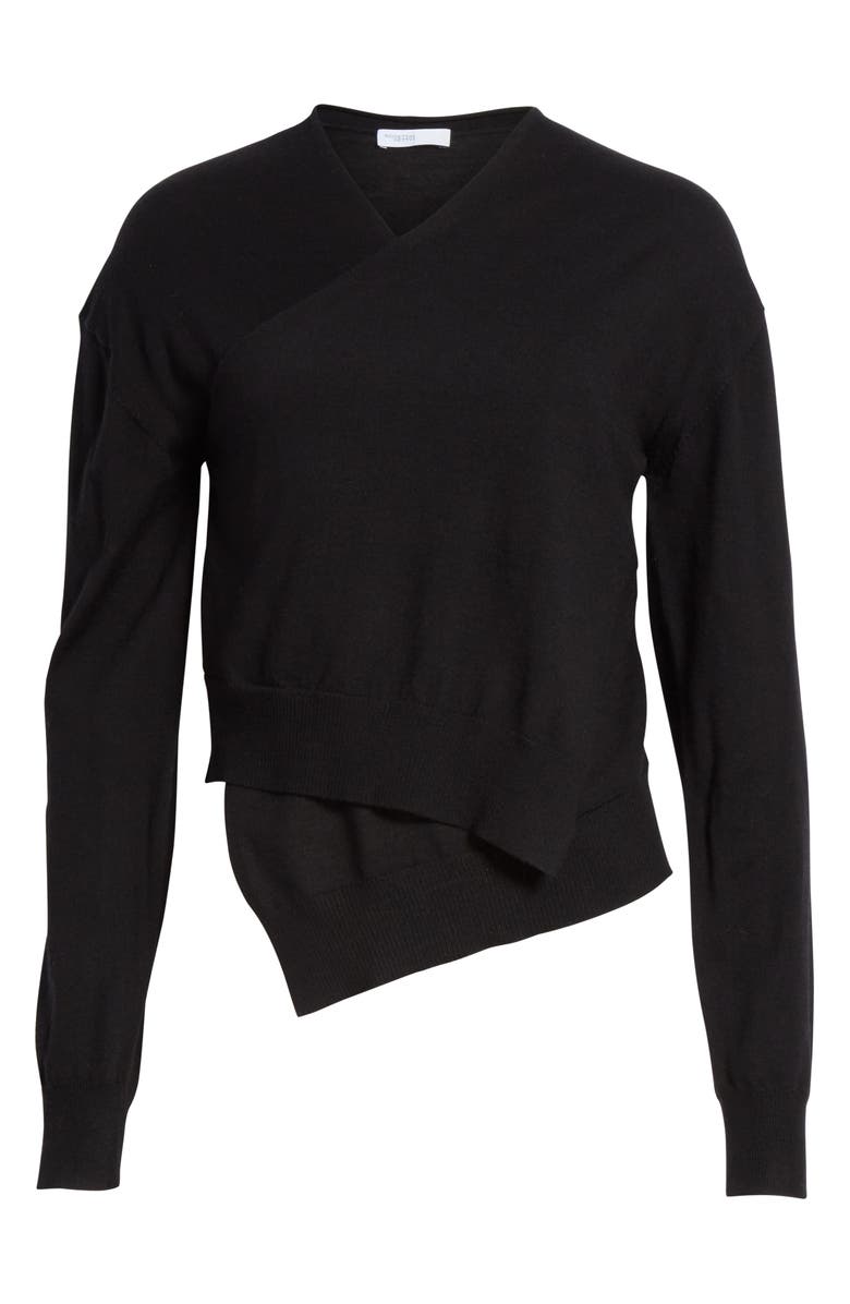 Rosetta Getty Wrap Front Merino Wool Sweater, Alternate, color, 