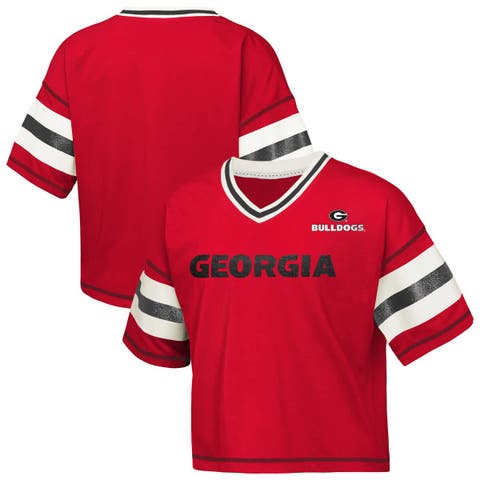 Girls Youth Outerstuff Red Georgia Bulldogs Gridiron Jersey V-Neck T-Shirt