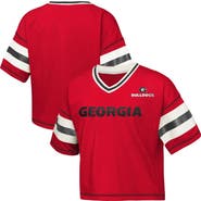 Outerstuff Girls Youth Outerstuff Red Georgia Bulldogs Gridiron Jersey V-Neck T-Shirt