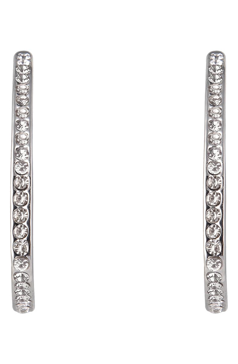 Laundry by Shelli Segal Pavé Triangular Hoop Earrings, Main, color, Silver