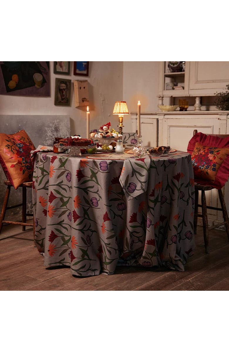 Sophie Williamson Design Tablecloth Picnic on the Meadow, Alternate, color, White