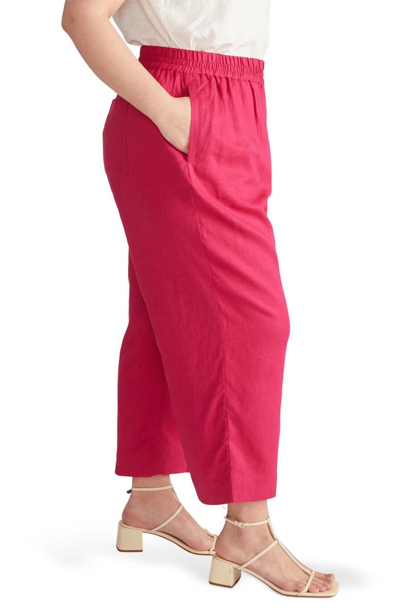 Universal Standard Iris Linen Blend Pull-On Pants, Alternate, color, Cerise