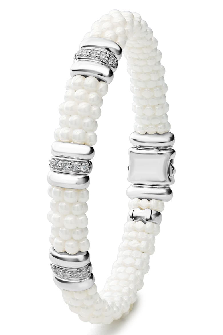 White Caviar Triple Diamond Station Bracelet, Alternate, color, WHITE