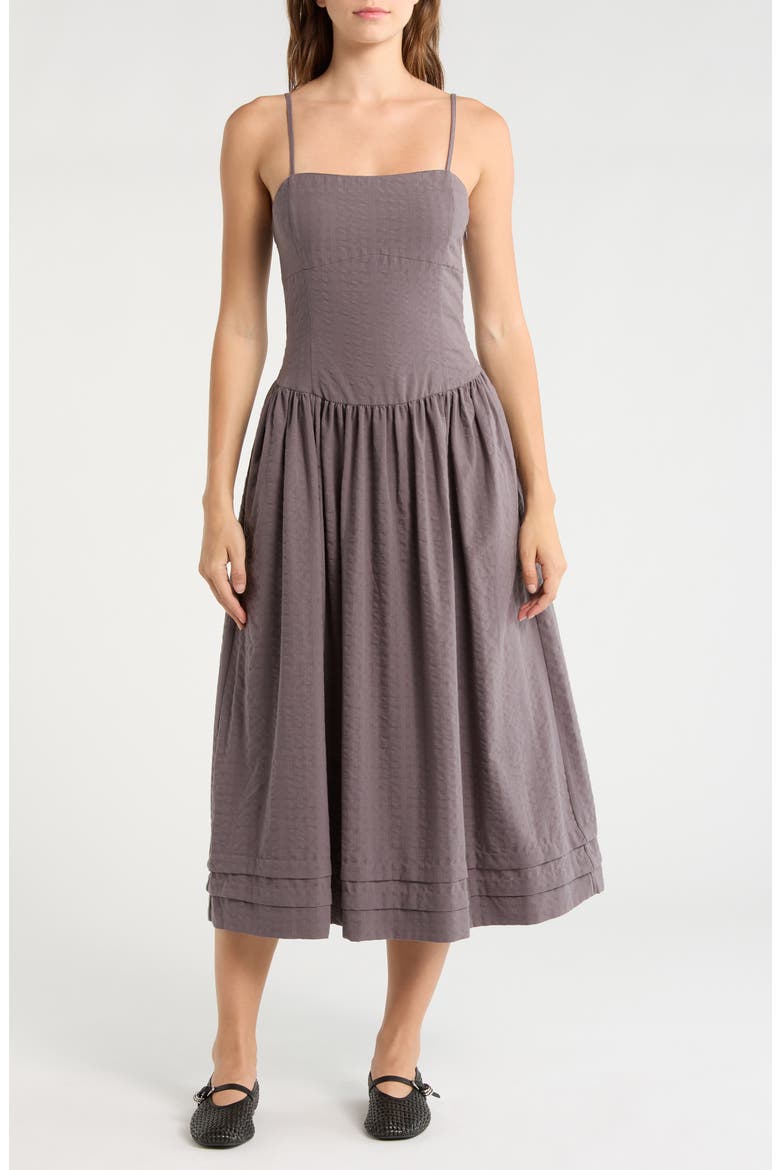 Pricilla Cotton Seersucker Sundress, Main, color, DUSTY MAUVE