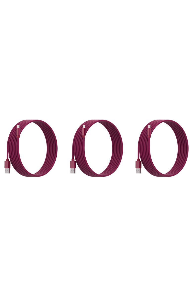 The Posh Tech 10 ft. MFI Lightning Cable 3-Piece Set, Main, color, Red