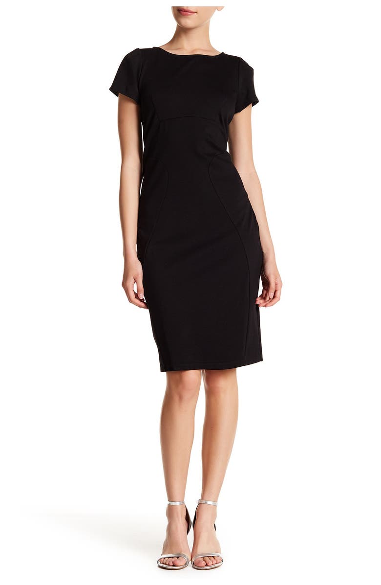 VANITY ROOM Seamed Ponte Dress, Main, color,