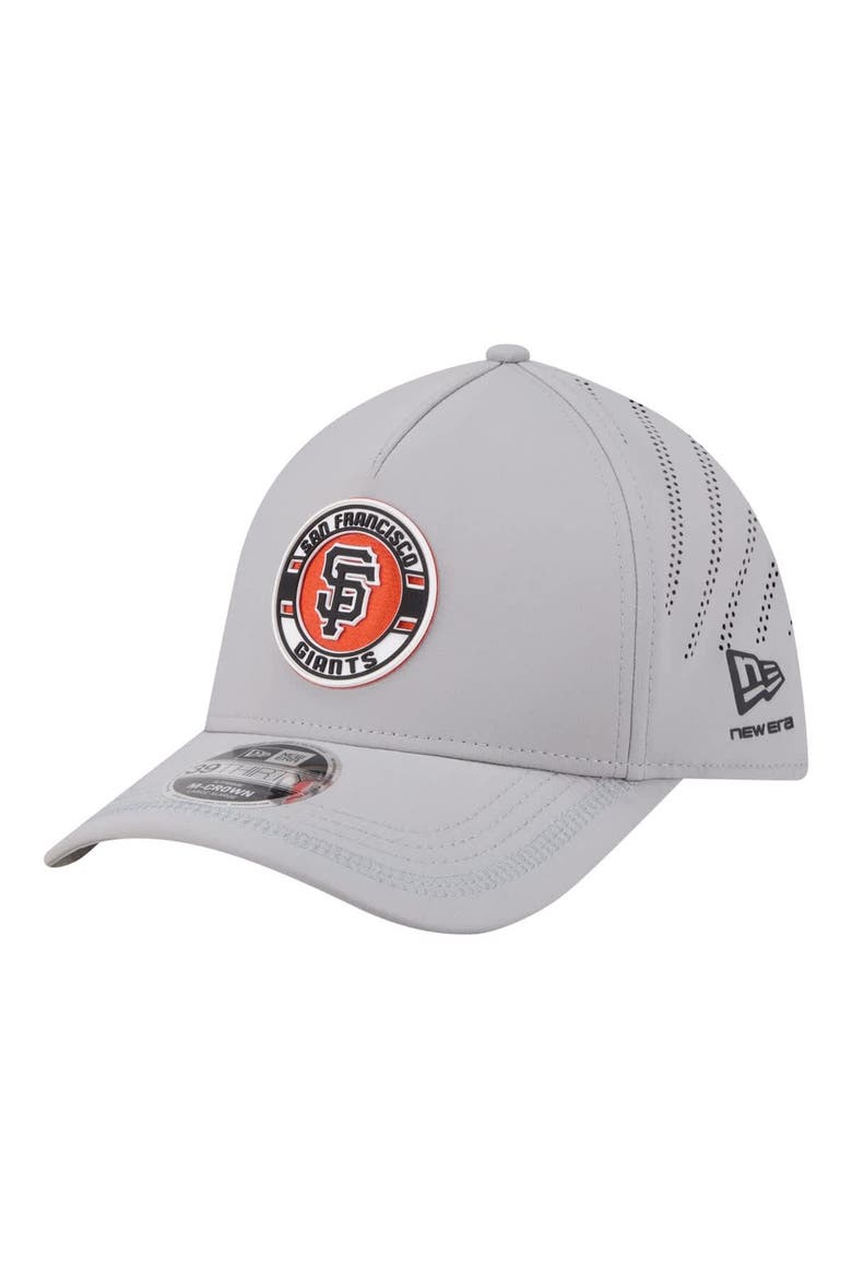 Men's New Era Gray San Francisco Giants Patch 39THIRTY A-Frame M-Crown Perforated Flex Hat, Main, color, Gray