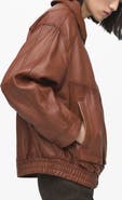 MANGO London Oversize Leather Jacket