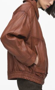 MANGO London Oversize Leather Jacket