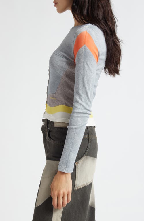 Eckhaus Latta Multicolor Lapped Baby Crewneck T-shirt In Gray