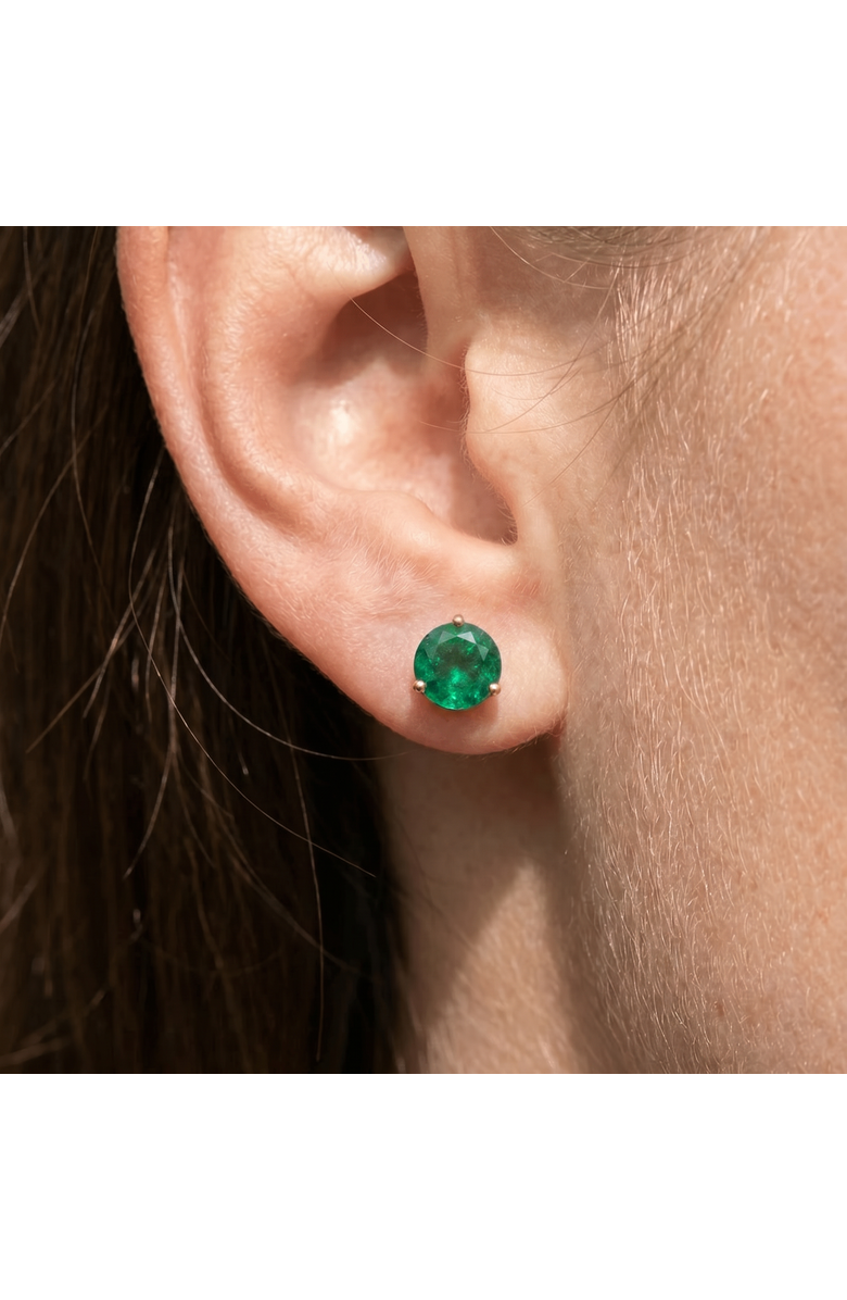 Bliss Diamond 5Ct Round Emerald Studs 9mm Women's 14k Earring 3 Prong Martini Lab Grown, Alternate, color, White Gold
