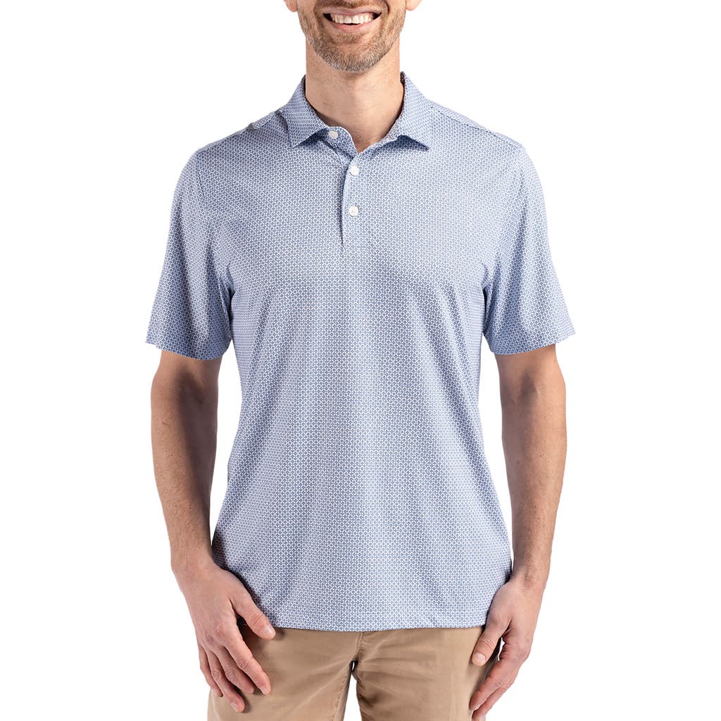 Cutter & Buck Pike Eco Geo Print Performance Golf Polo in Navy Blue
