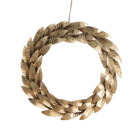 12" Mixed Metal Wreath with Leaves