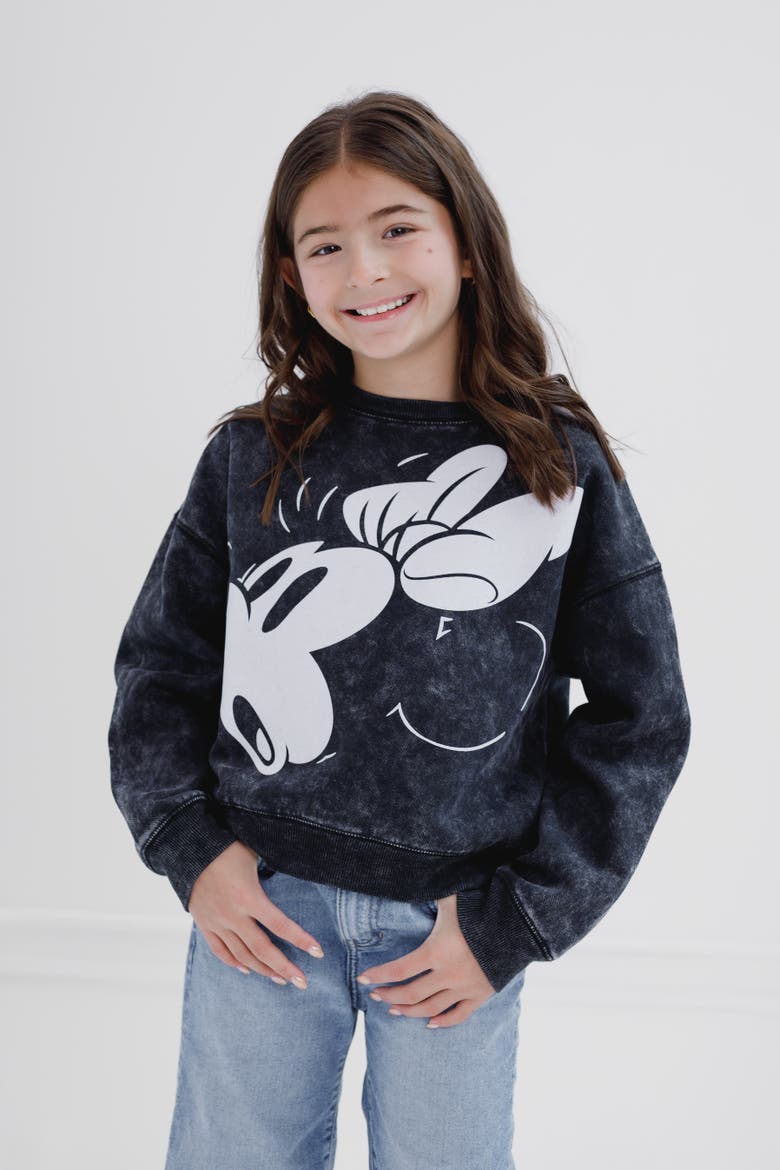 Minnie Mouse Pullover Sweatshirt, Alternate, color, Mickey Minnie Charcoal