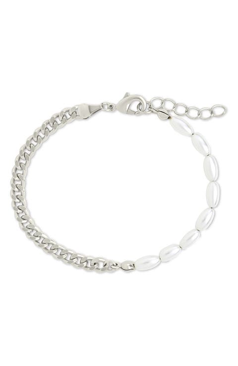 Nell Curb Chain & Faux Pearl Beaded Bracelet