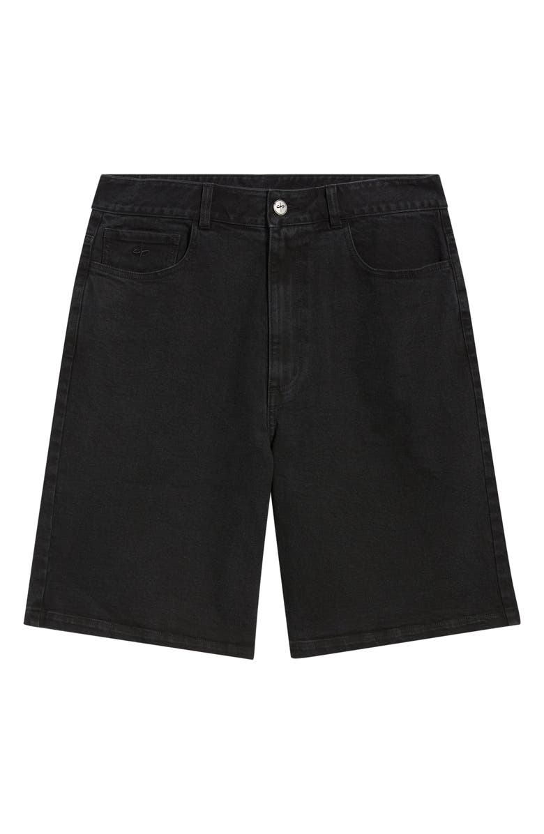 SANTO STUDIO Newport Cotton Denim Shorts, Alternate, color, Black Stone Washed