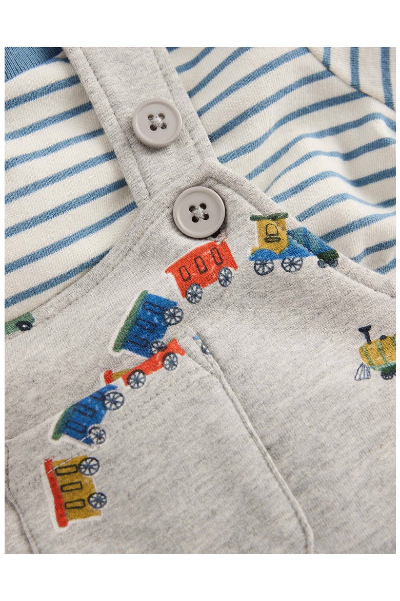Kids' Jersey Dungaree Set, Alternate, color, GREY MARL TRAINS