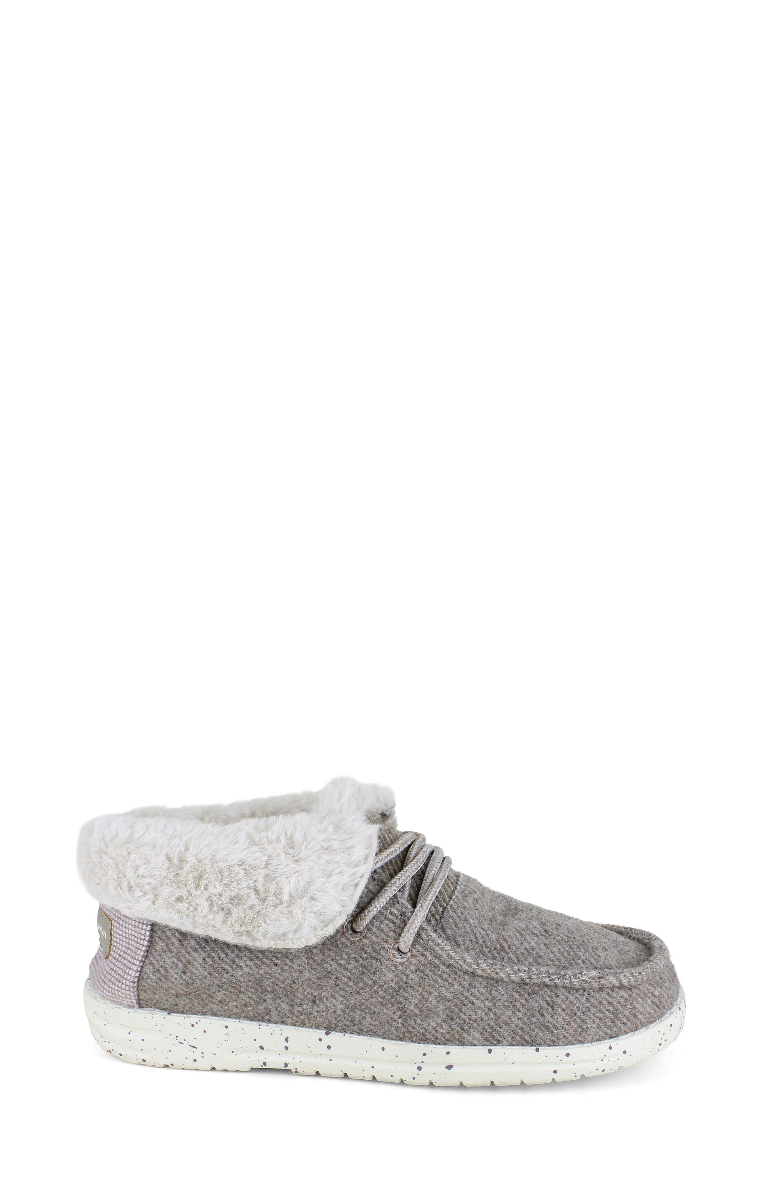 Faux Fur Trim Slipper, Alternate, color, NATURAL FABRIC - NATFB