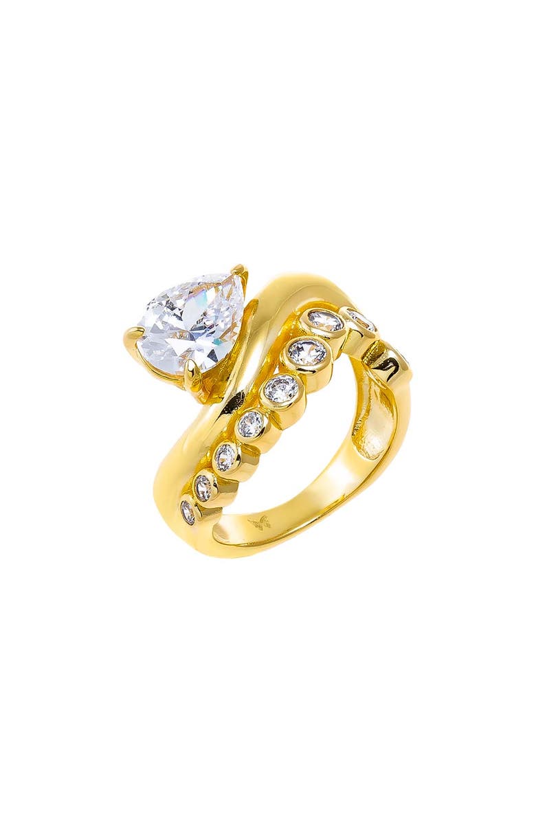 BY ADINA EDEN CZ Bezel Waved Band W/ Pear Stone Ring, Main, color, 